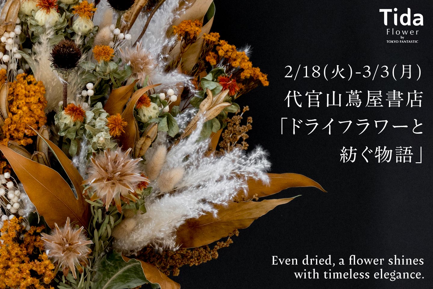 代官山蔦屋書店 | Tida Flower by TOKYO FANTASTIC「ドライフラワーと紡ぐ物語」 2/18-3/3, 2025